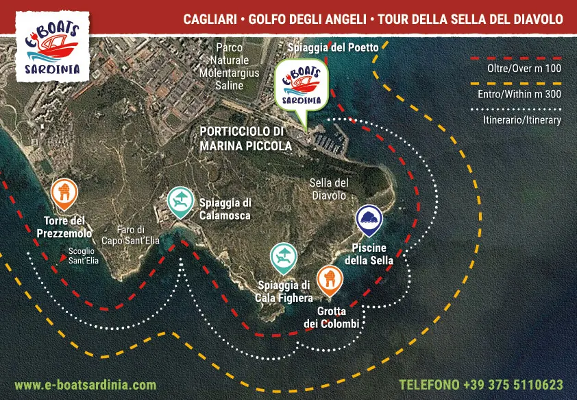 Mappa di navigazione E-Boats: Golfo degli Angeli e Sella del Diavolo